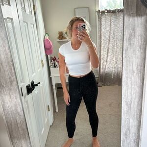 White Crop Top and Black Leggings